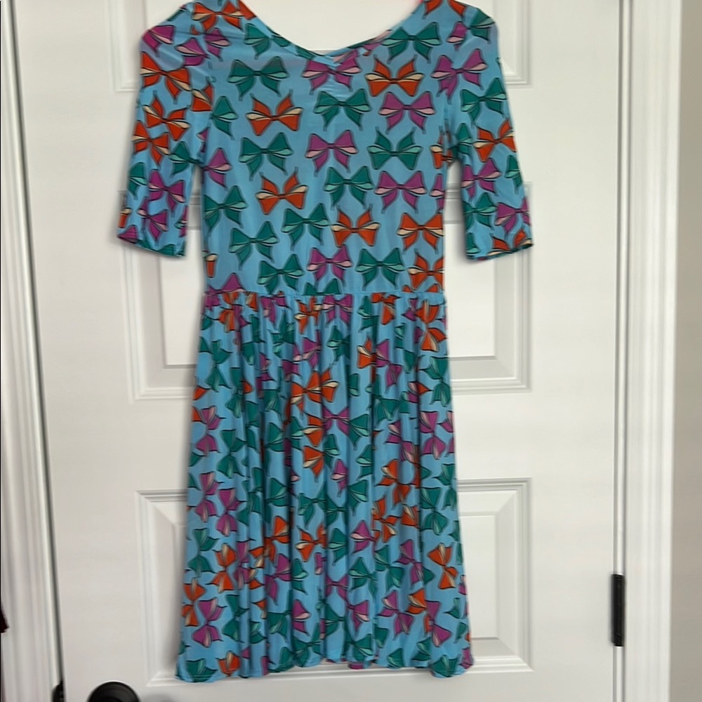 Dot Dot Smile Kids Casual Dress - Blue with Multicolor Bows
